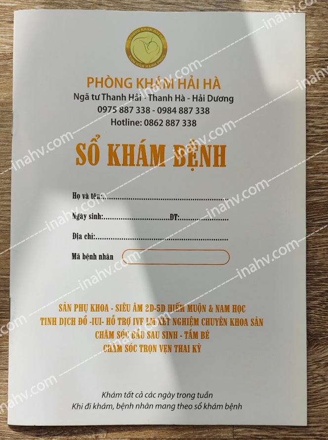 Mẫu in sổ khám bệnh PK Hải Hà